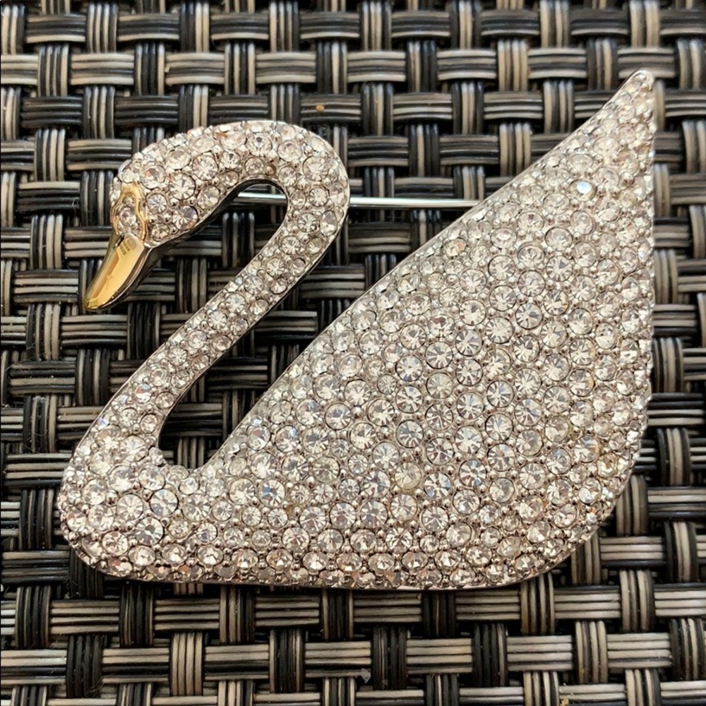 Swarovski 100anniversary Crystal Swan pin brooch